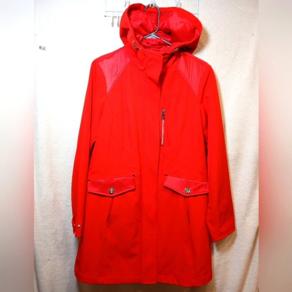 JONES NEW YORK WOMEN'S 3/4 LENGTH RED LONG SLEEVES ZIP UP COAT
